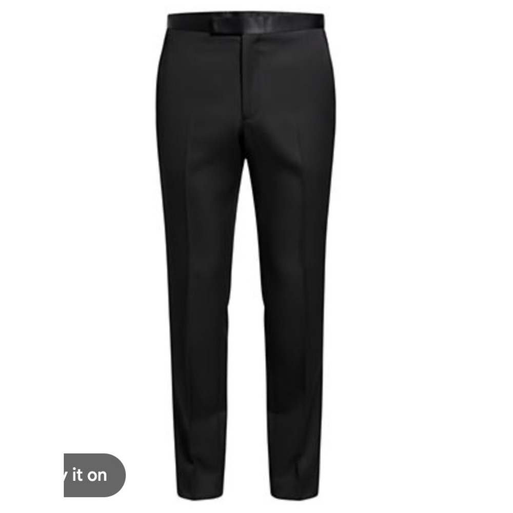 Hugo Boss Ledan CYL Tuxedo Trouser Pants in Black Wool Men 36x33 Designer NWT